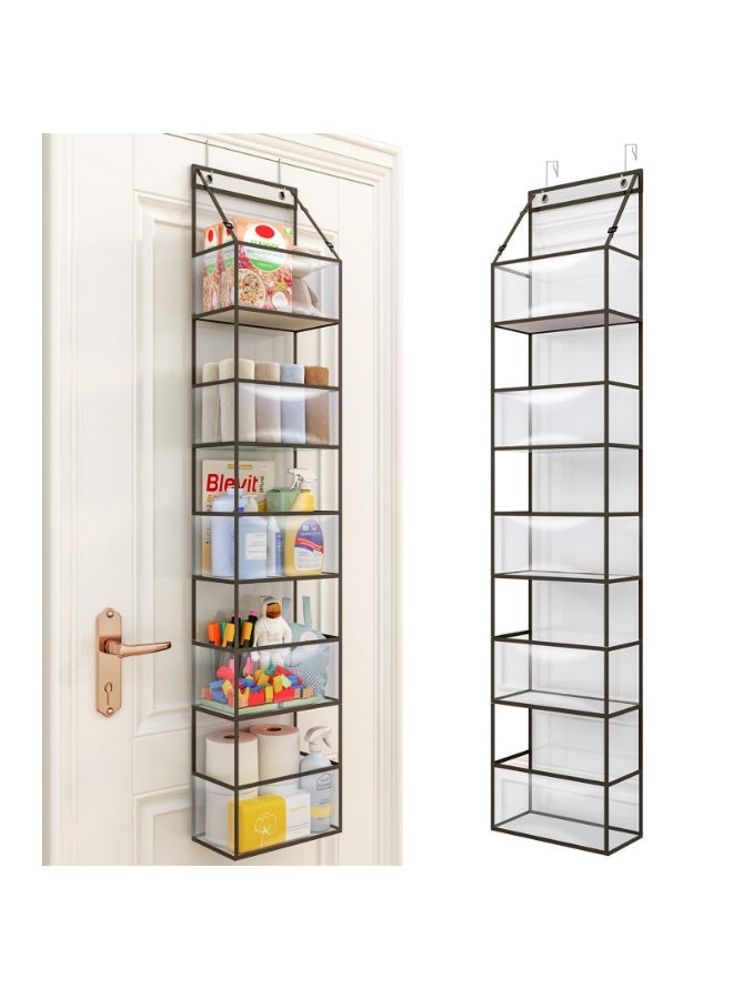 5-Shelf Over The Door Hanging Pantry Organizer with Clear Plastic Pockets Behind The Door Storage Organizer Large Capacity Organizer for Closet Bedroom Bathroom (Grey) - Image 1